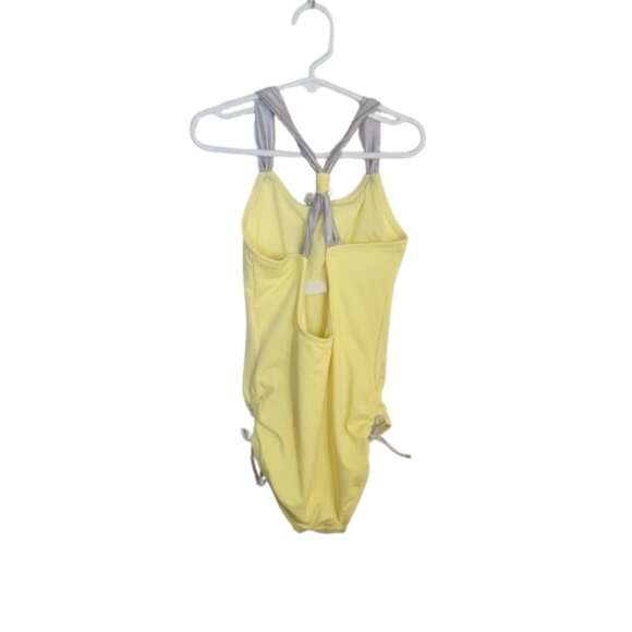 Justice One Piece Swimsuit Sequin Shell Racerback Sunshine Yellow Size 10 - Picture 3 of 13